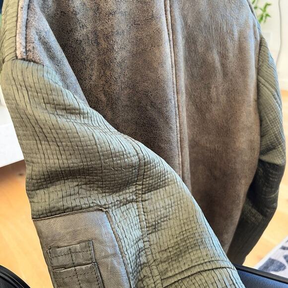 Georgio Brato Leather Bomber Jacket in Green & Brown - Picture 11 of 11